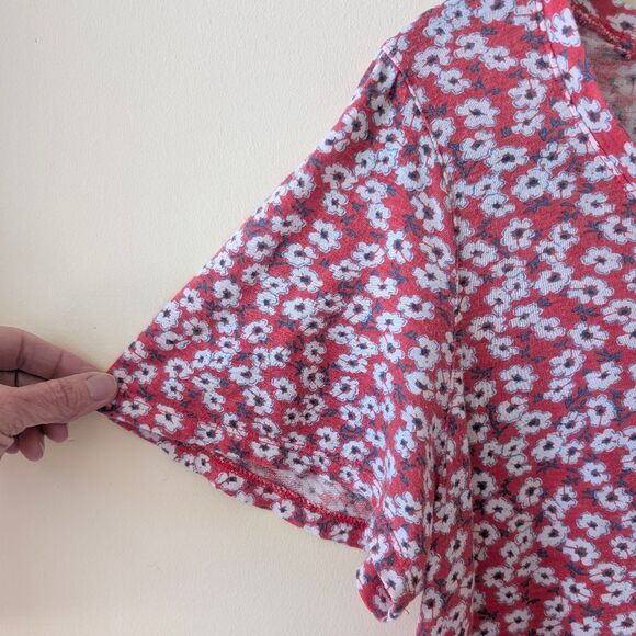 Lucky Brand Women's Round Neck Short Sleeve Ditsy Floral Top Size Medium - Picture 6 of 8